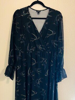 Torrid Black Long Sleeve Bird Dress Size 0
